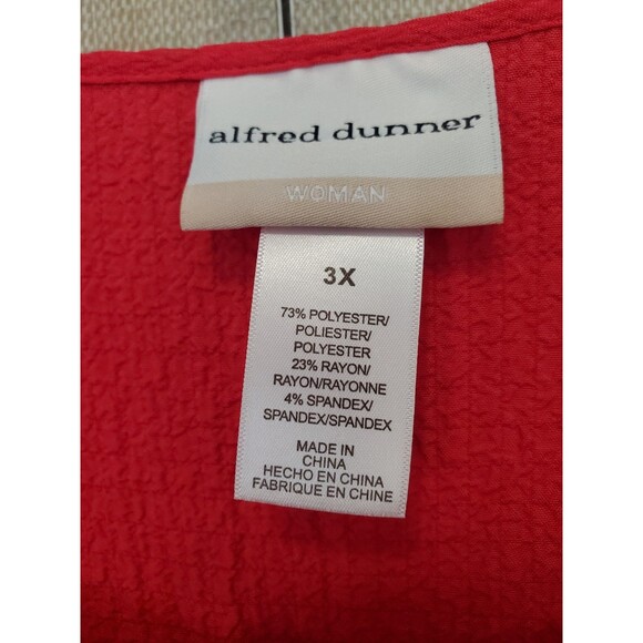 Alfred Dunner Woman Red Gauzy Tie-Front Keyhole Neck Tunic Size 3X Lagenlook - Picture 3 of 6